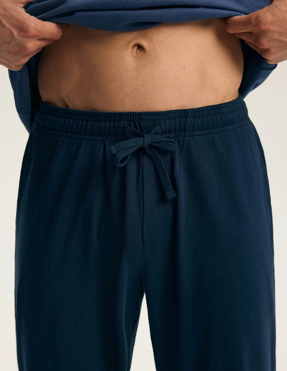 Henderson Flock 45491 Herren-Pyjama Steel Blue Lang 100% Baumwolle