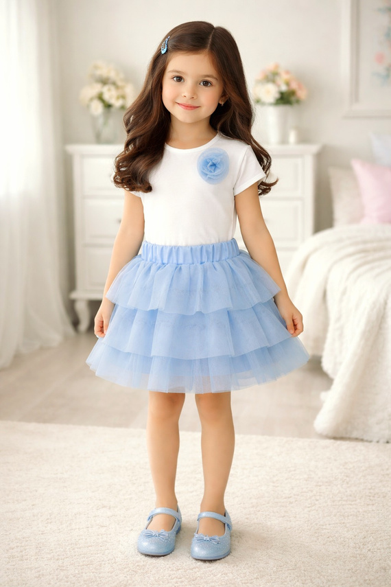 Tüllrock Mädchen Bambarillo leicht elegant bequem für Alltag blue