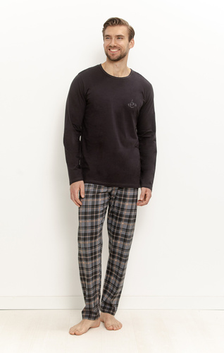 Herren-Pyjama Taro 3663 Laurent 100% Baumwolle Lange Hose kariert
