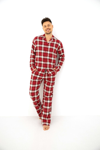 Sensis Lucas Herren-Flanell-Pyjama 100% Baumwolle Rot kariert
