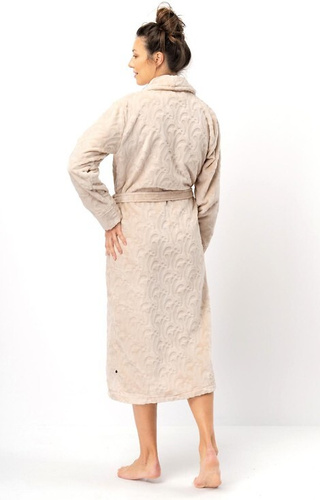 LG: 605 Key Damenbademantel – beige, weich, Schalkragen