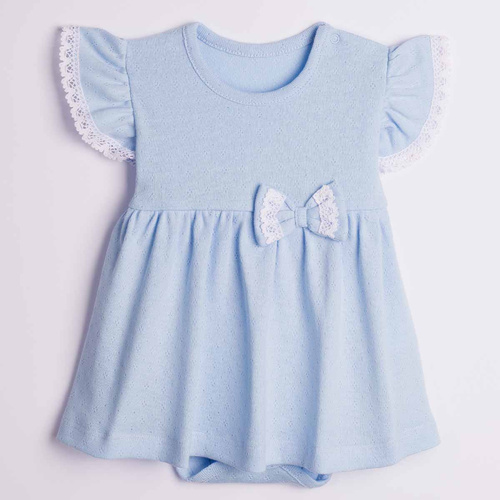 224035 Nicol Mädchen Kleid-Body Blau 100% Baumwolle Ajour