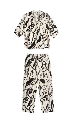 Damen-Pyjama Mefemi Aurora PS63, 100% Viskose, zum Knöpfen, 3/4-Arm