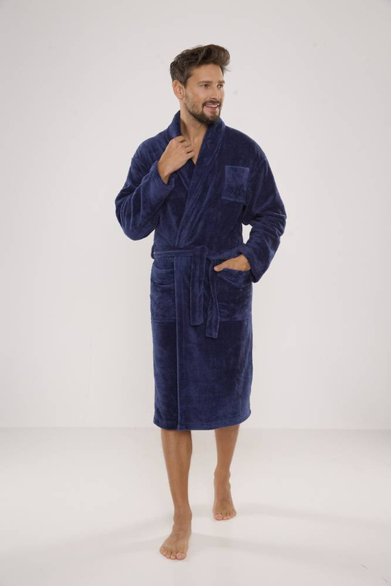 811 De Lafense Herren-Bademantel aus Plüsch - Denim