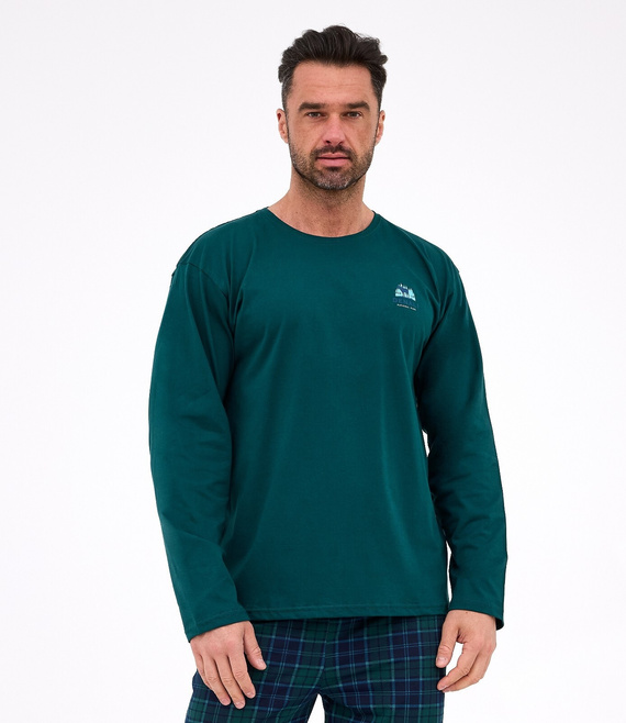 Herrenpyjama 124/307 Denali 3 Cornette grün – Baumwolle, lange Ärmel