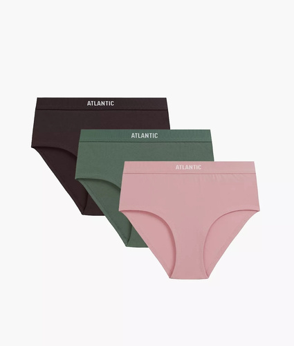 Atlantic 3CLP-009/Z26 Maxi Sport Damen-Slips 95% Baumwolle 3er-Pack rosa-braun