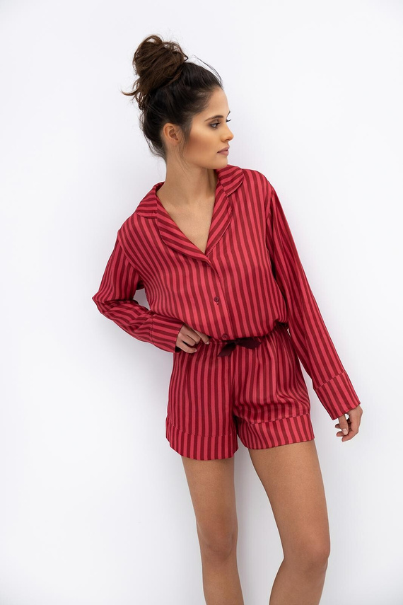 Vivienne Sensis Damenpyjama – Viskose, Reißverschluss, gestreift