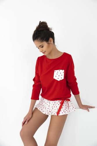 Taylor Sensis Damenpyjama – Rot und Creme