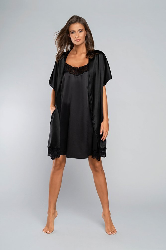 Touch Kurzarm-Bademantel Italian Fashion - schwarz