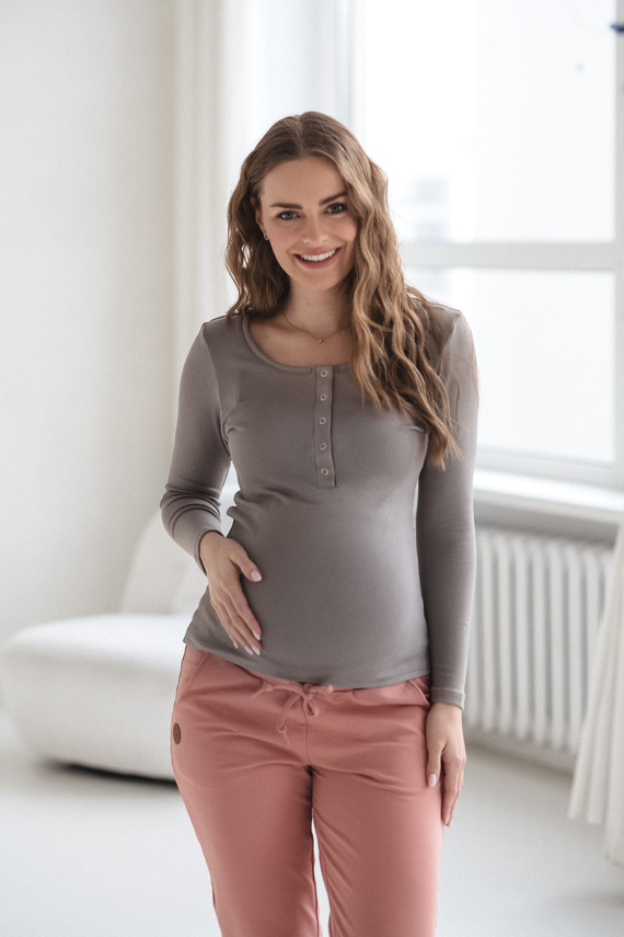 Tummy Milk&Love Umstands- und Stillshirt aus Viskose gray