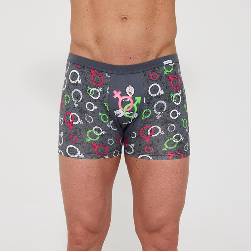 Herren Boxershorts Cornette Tattoo 280/256 Swimmer– Baumwolle mit Elasthan, buntes lustiges Muster, Tunnelbund, Geschenkbox