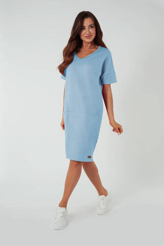 Stella Damen Kurzarm Tunika Italian Fashion - blau