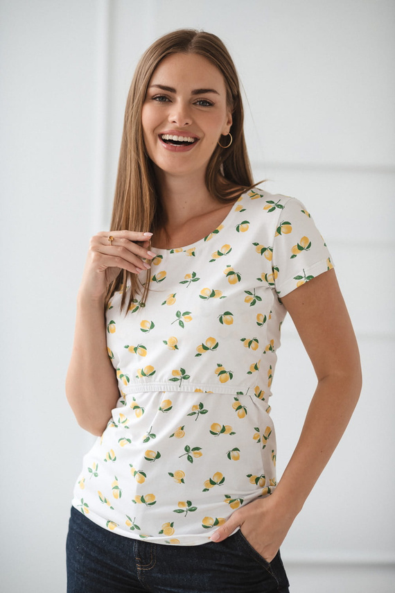 Milk Shirt Still- und Umstandsbluse mit kurzen Ärmeln Milk&Love mit Zitronen – bequem und stylisch
