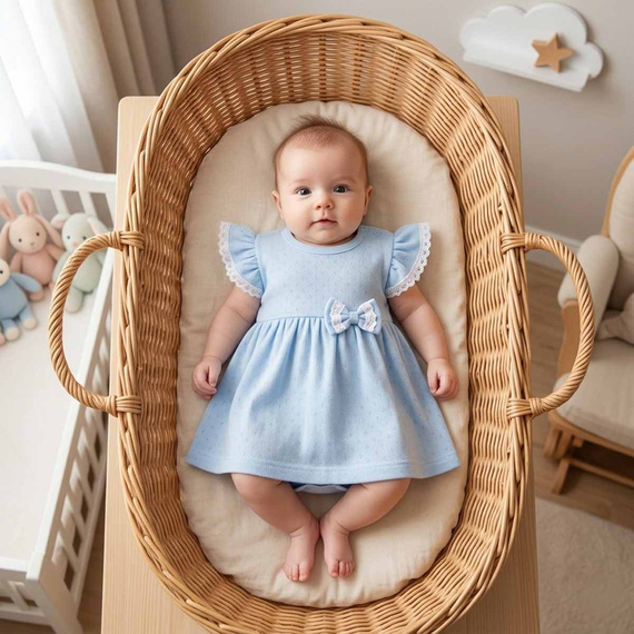 224035 Nicol Mädchen Kleid-Body Blau 100% Baumwolle Ajour