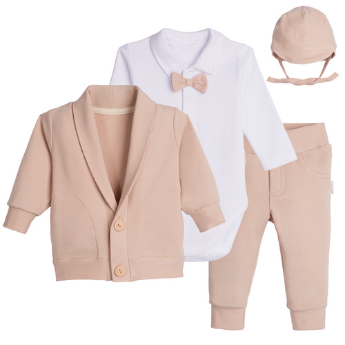 Komplettset zur Taufe Nicol 169397, 4-teilig: Body, Fliege, Pullover, Hose, Mütze