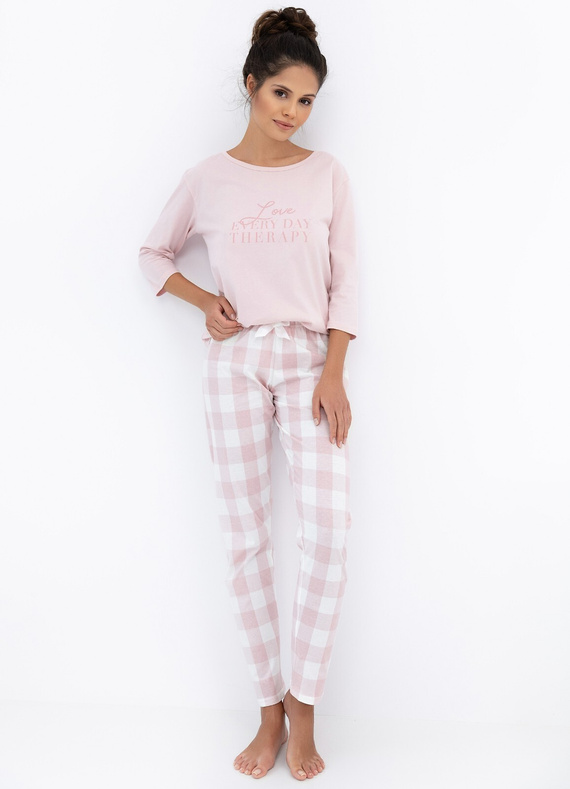 Annabelle Sensis Damenpyjama – Baumwolle, mit karierter Flanellhose