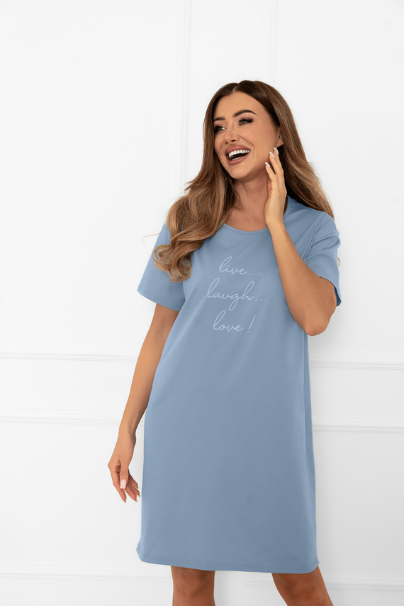 Damen Nachthemd Ksara - kurze Ärmel, Baumwolle Italian Fashion - steel