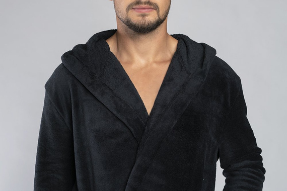 Mimas Herren Bademantel mit Kapuze Italian Fashion- grau 