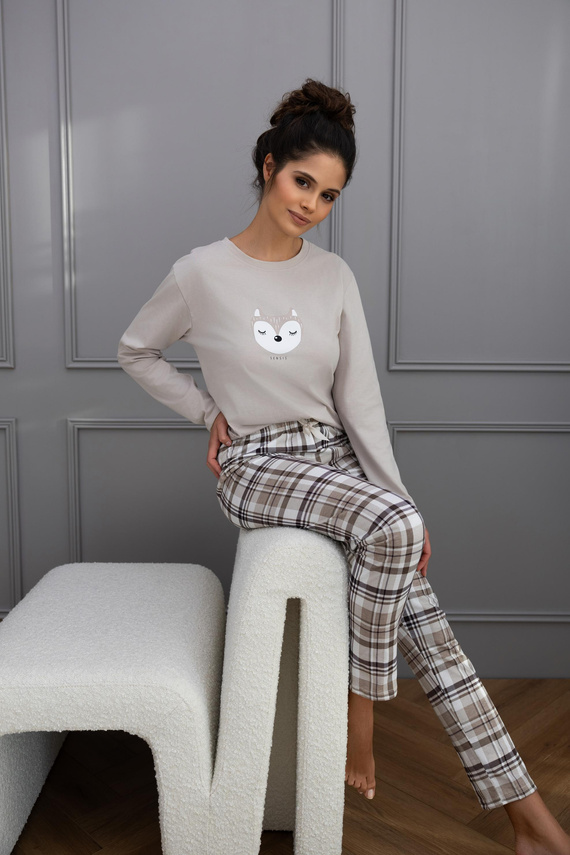 Tinsley Sensis Damenpyjama – Baumwolle, lang, kariert