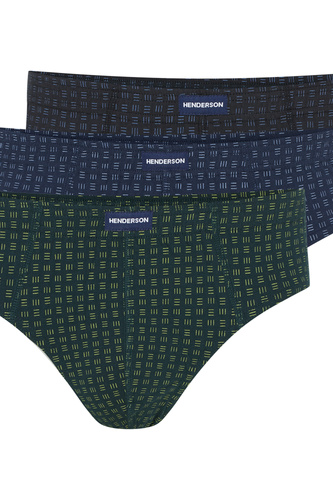 1446 K685 Henderson Herren-Slip, Khaki-Marineblau – Baumwolle, 3 Stück im Karton