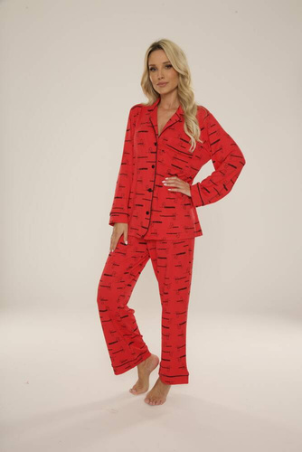 718 Madeleine Cat Love Damen Forex Pyjamas - rot