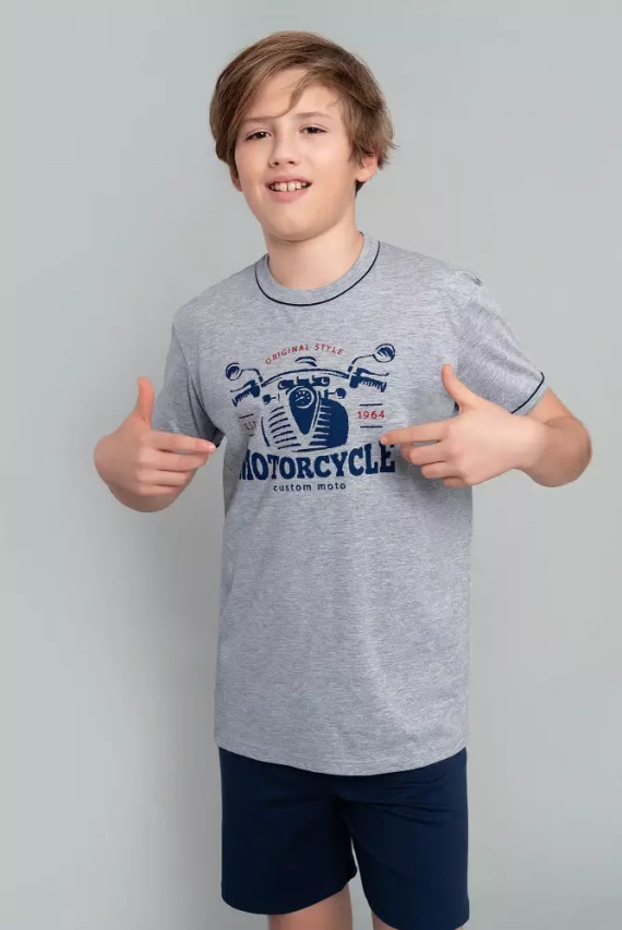 Gibson Jungen Schlafanzug kurzarm, Hose Italian Fashion- melange