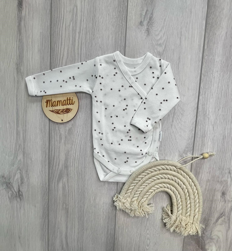 Mamatti BD16226 Wickelbody für Babys, langärmlig, mit Sternenprint