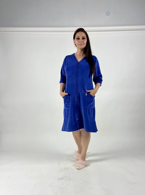 431 Velour Forex Damen Morgenmantel - denim