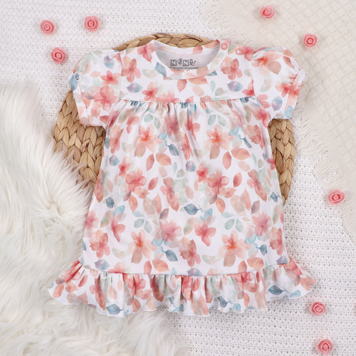 ABN-5428 Bunte Blumen Bio-Baumwollkleid mit Nini-Print