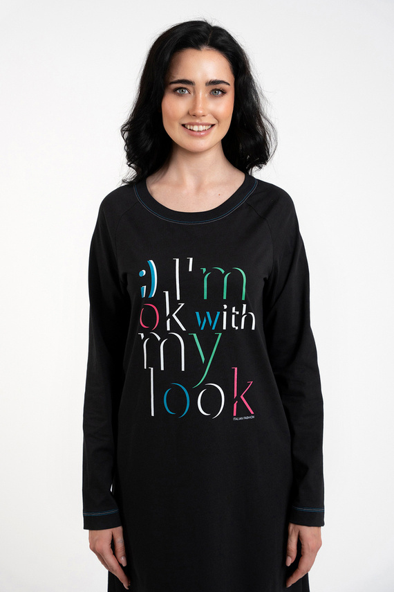 Olza Nachthemd Italian Fashion - schwarz