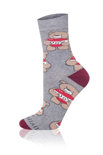 S147D Teddybär Lange Socken Italienische Mode - grau