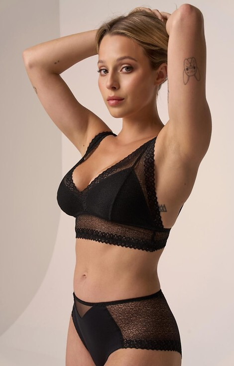 212 Babell schwarzes Damenhöschen – Baumwolle mit Netzrücken