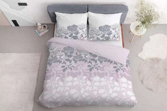 5090 A Home Satin Satinbettwäsche mit Blumen Detexpol rosa