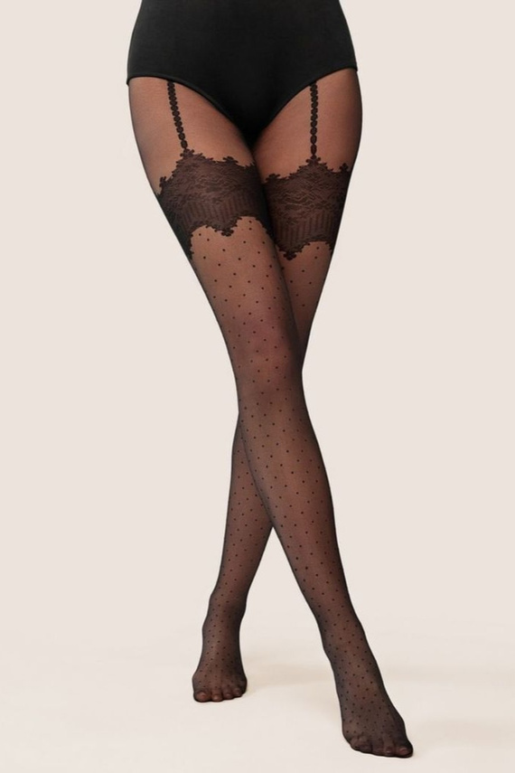 Gabriella Lumia 20 den Strumpfhose Strapsoptik Punkte elegant
