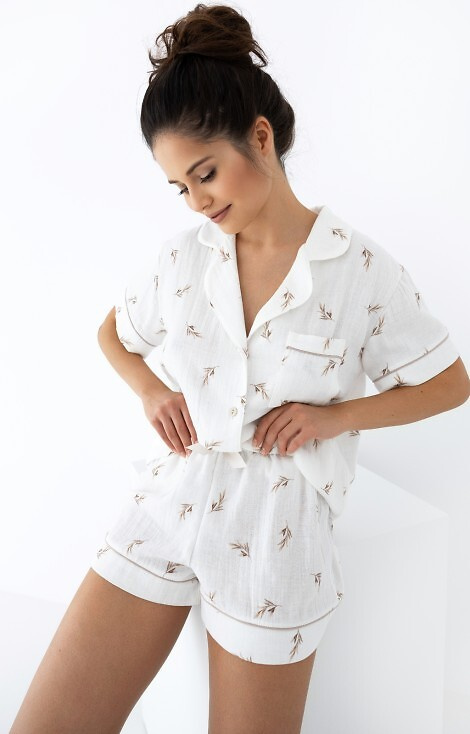 Sensis Nastia Damen-Musselin-Pyjama – Ecru