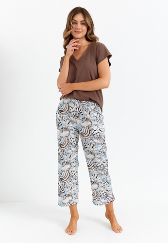 485 Cana Damen-Pyjama, Schokolade – Baumwolle, zweiteilig, elegant