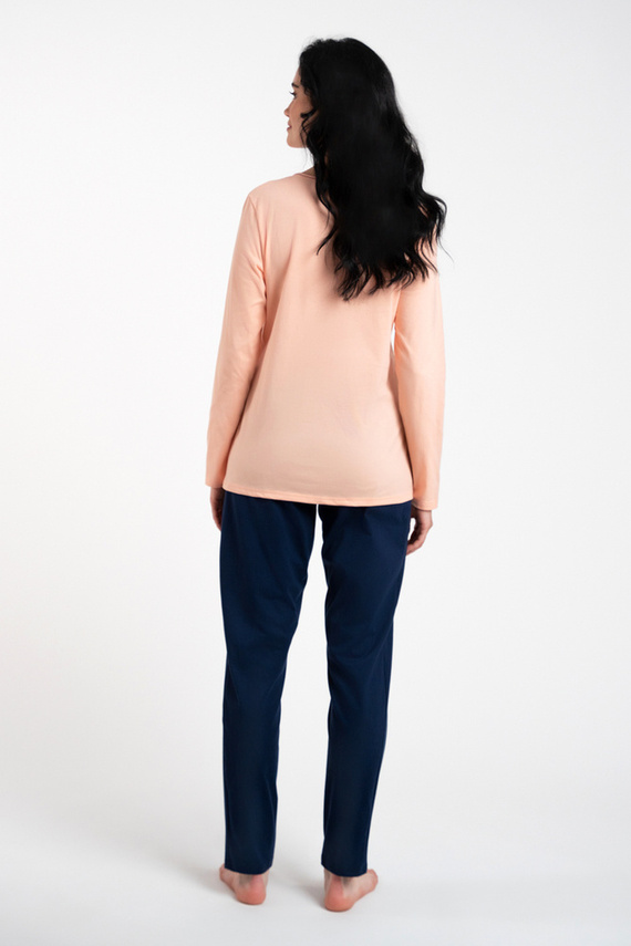 Arietta Damen Schlafanzug und Hose mit langen Ärmeln Italian Fashion - lachs