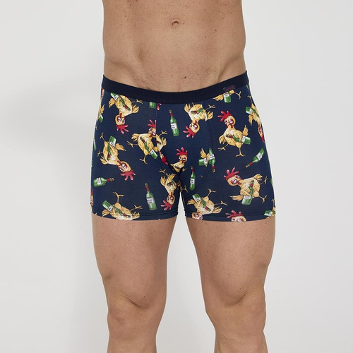 Herren Boxershorts Cornette Tattoo 280/255 Chicken– Baumwolle mit Elasthan, buntes lustiges Muster, Tunnelbund, Geschenkbox