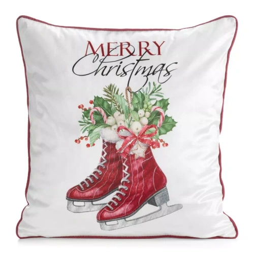 CHP390 Eurofirany Weihnachts-Kissenhülle 45x45 Samt mit Druck und Paspelierung