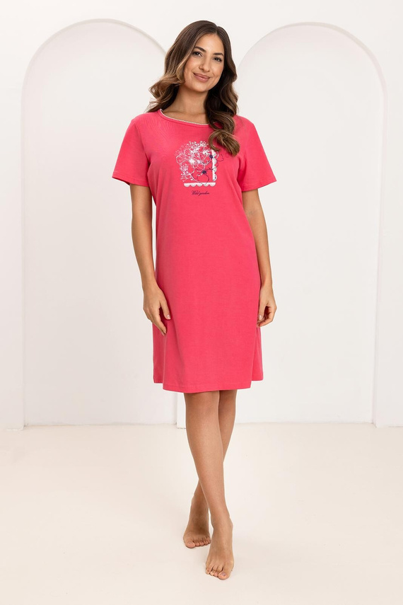 Damen-Pyjama Regina 174, 100% Baumwolle, mit Print, Kurzarm, Komfort für jede Nacht