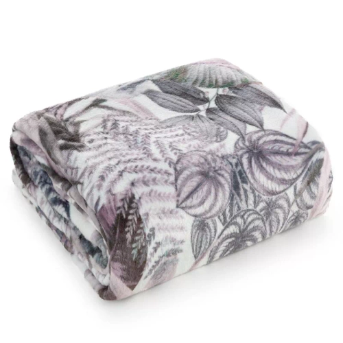Davos 2 Decke Tagesdecke Blätter Eurofirany lila grau