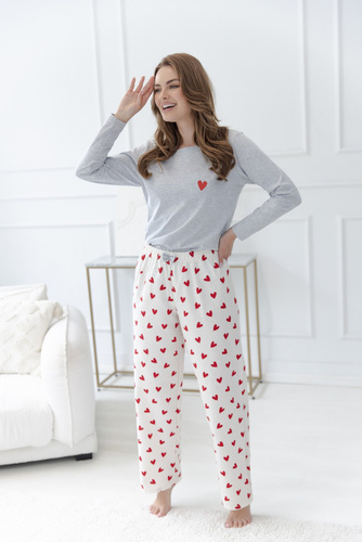 Damen-Pyjama Taro Corin 3624, 100% Baumwolle, Flanell, lang, mit Herzen