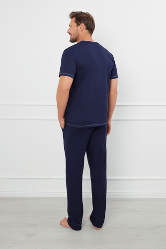 Salomon Herren Schlafanzug mit kurzen Ärmeln, lange Hose Italian Fashion - navy blau/blau