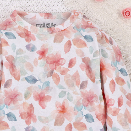 ABN-5415 Bunte Blumen Bio-Baumwoll-Body mit Nini-Print