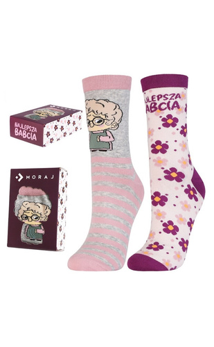 Moraj CSLB450-004 – Damen Socken „Beste Oma“ im Geschenkset | 2er-Pack Baumwoll-Socken in Geschenkbox