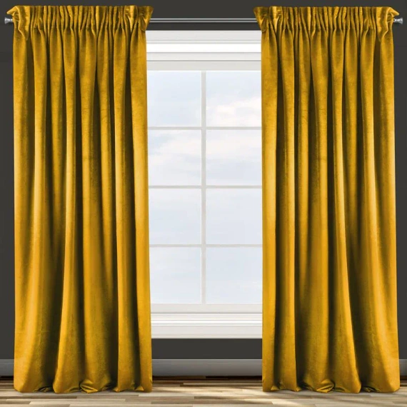 Taylor Samtvorhang fertig auf Band Design91 Senf