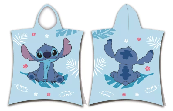 Jf24 Lilo und Stitch Kinderponcho Blau Kapuzenhandtuch Disney Für den Pool, Strand, Bad Jerry Fabrics