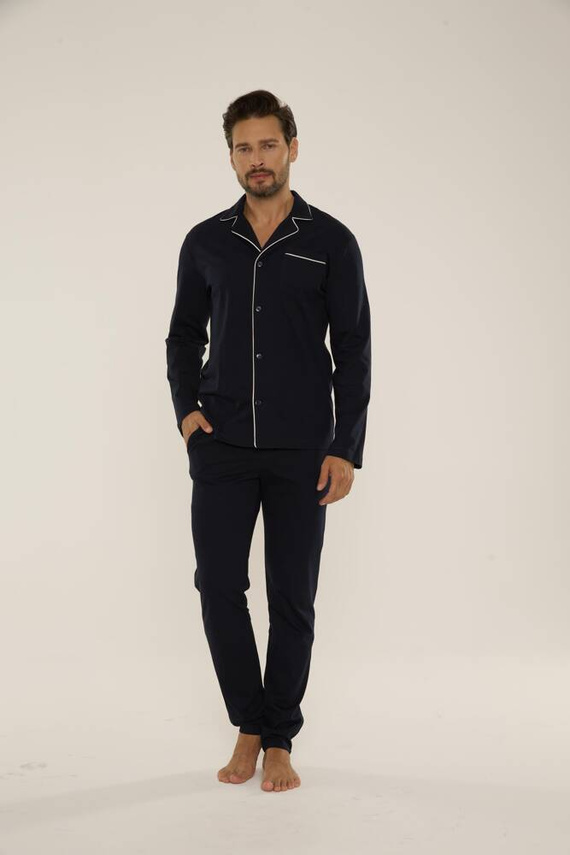 729 Norberto Herren Schlafanzug De Lafense - navy blau