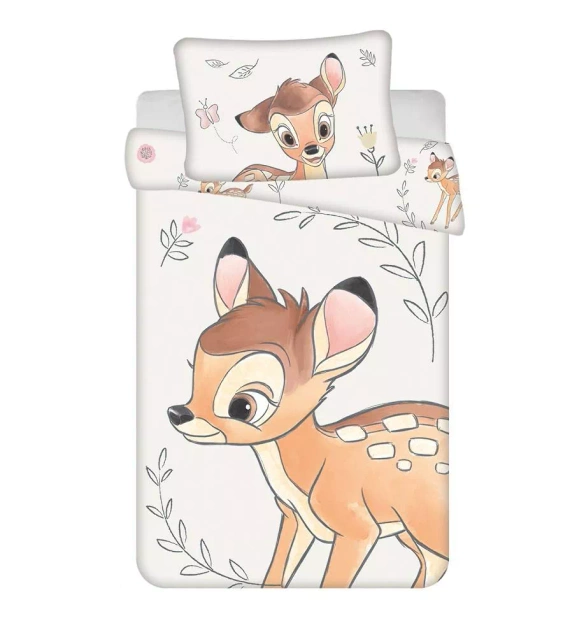Bambi-Hirsch Baumwollbettwäsche für ein Bett von Jerry Fabrics, Beige