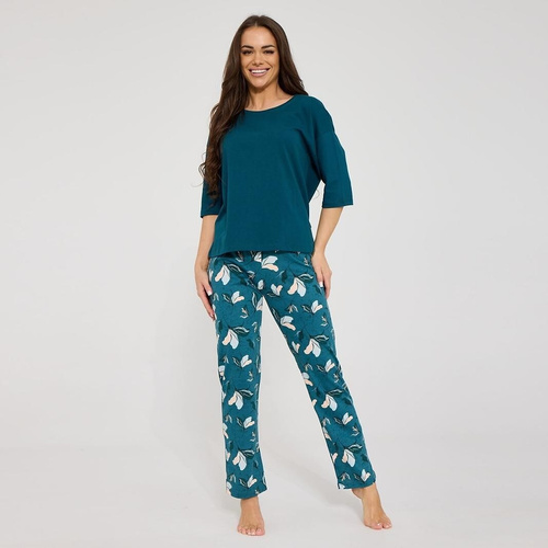 Damenpyjama Cornette Bridget 1109/510 grün 100% Baumwolle lang